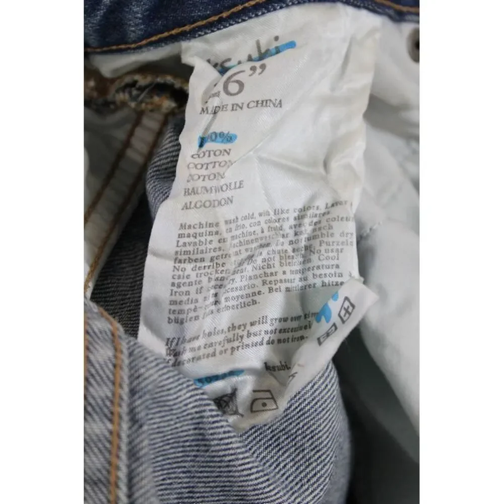 Tsubi Womens Cotton Denim Distressed High-Rise Straight Leg Jeans Blue Size 26 - Picture 5 of 5